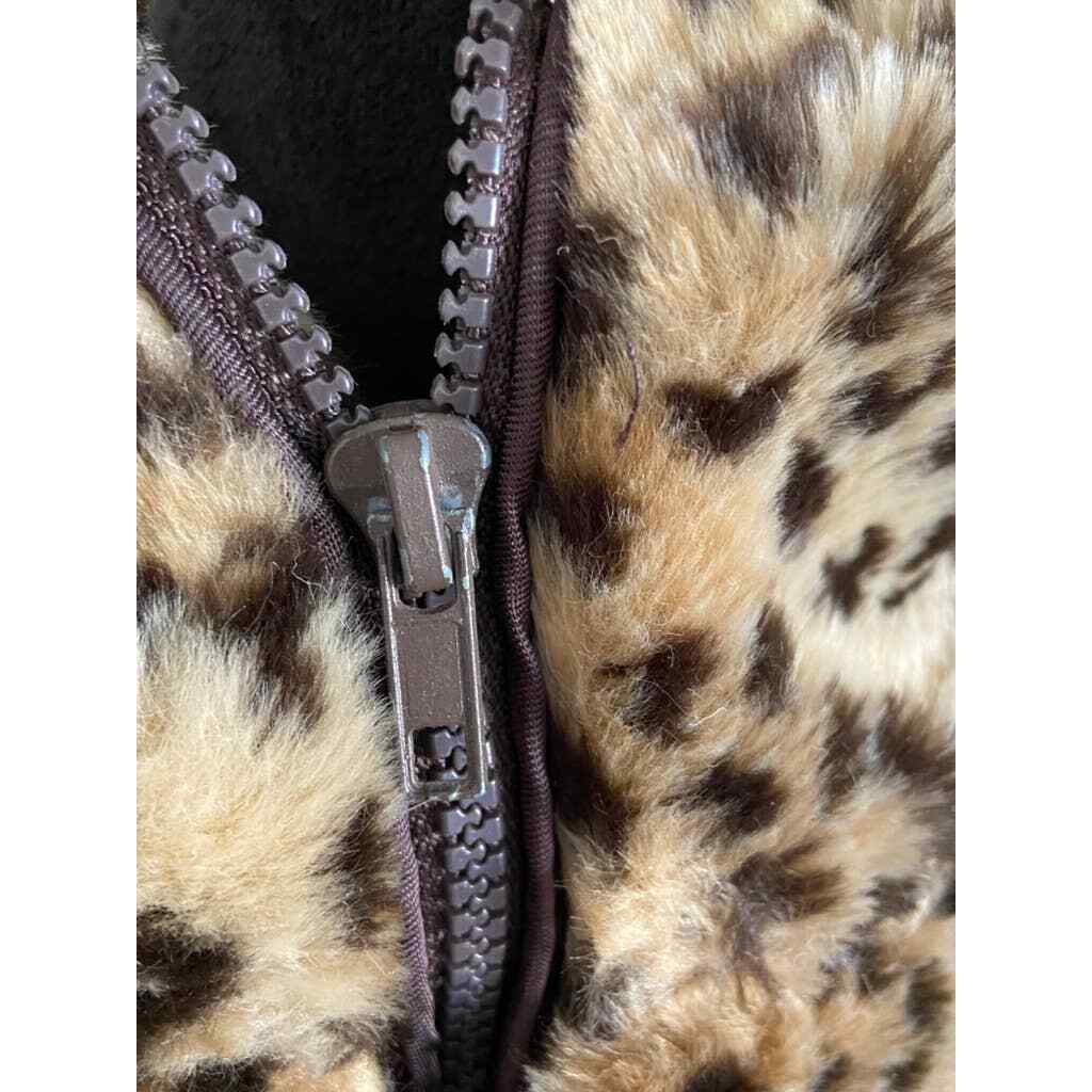 Bloomingdale's Animal Print Vest Faux Fur Womens M Gem