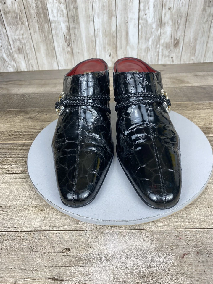 Mules Brighton "Rico" para mujer de charol de cocodrilo negro talla 8,5 M Foto 4 de 4