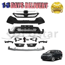 Front Bumper Grille Fog Light W/Bumper Molding Complete kits Fit 17-19 Honda CRV