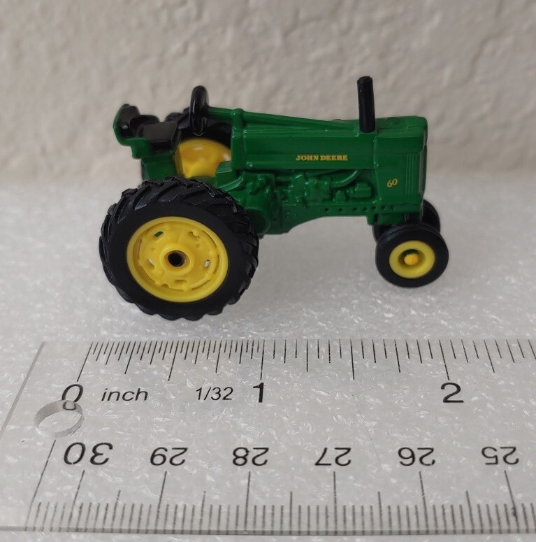 Miniature Mini John Deere Tractor Green Metal Ertl 1.5" Tall 164 Scale