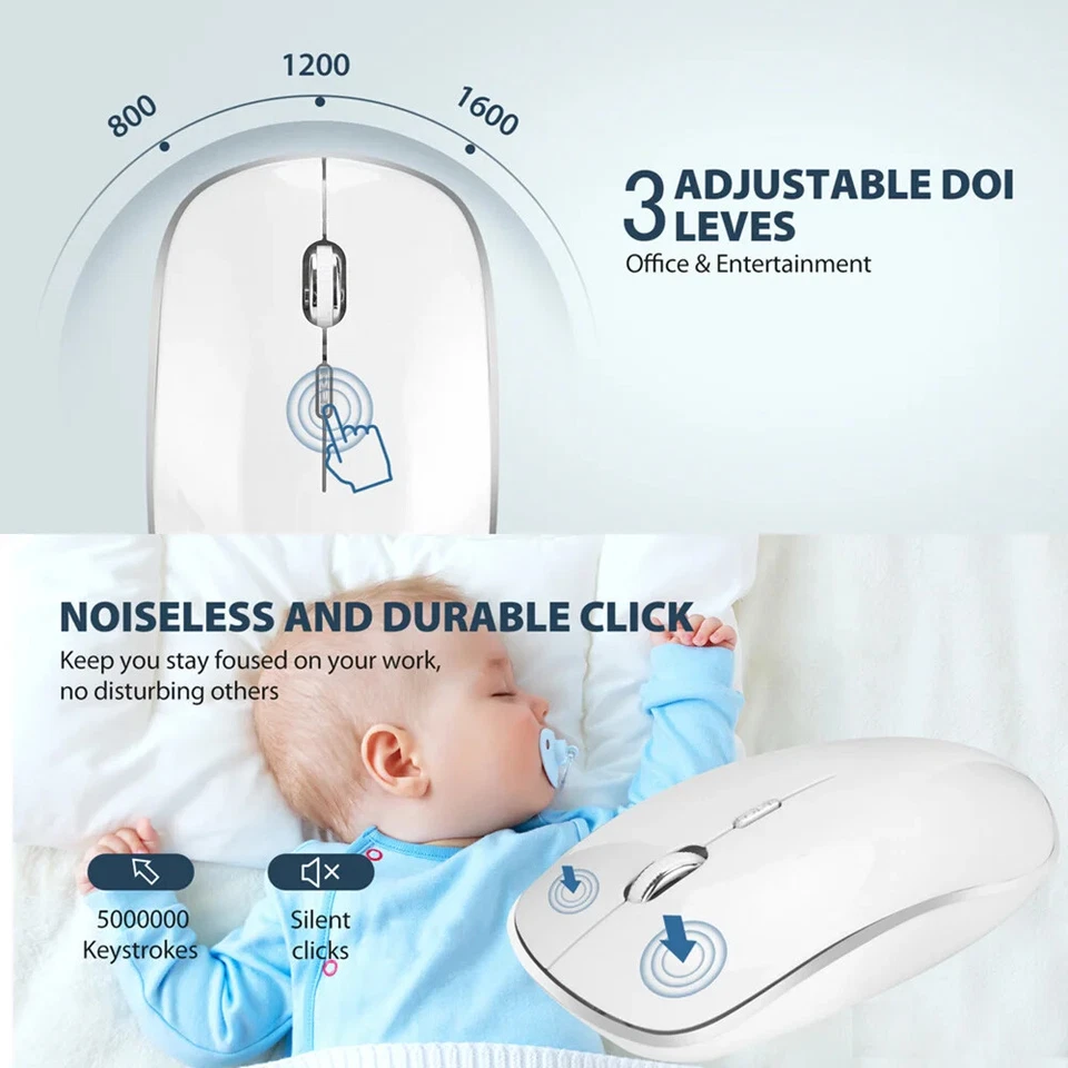 Wireless Silent  Keyboard and Mouse Combo For Notebook Laptop Desktop PC 2.4 GHz - Image 4 of 4