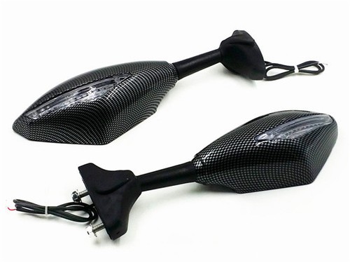 Carbon Integrated Sport Racing Arrow Turn Signal Side Mirror Street Bike Custom - Picture 4 of 12