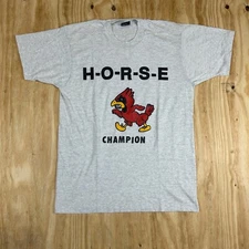 Vintage Horse Champion Crew Neck T-shirt Short Sleeve Men's Size Large Gray