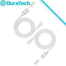 DuraTech 2PC 12 FT Extension Cord Multiple Outlets 2-Prong Plugs 3 Amps 16 Gauge