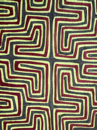 KUNA PANAMA Geometrisches MOTIV MOLA Lateinamerikanisch Original VOLKSKUNST Quilt Textil - Bild 6 von 11