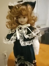  porcelain Doll With Muff handpainted limited edition    1970, 80 (334)