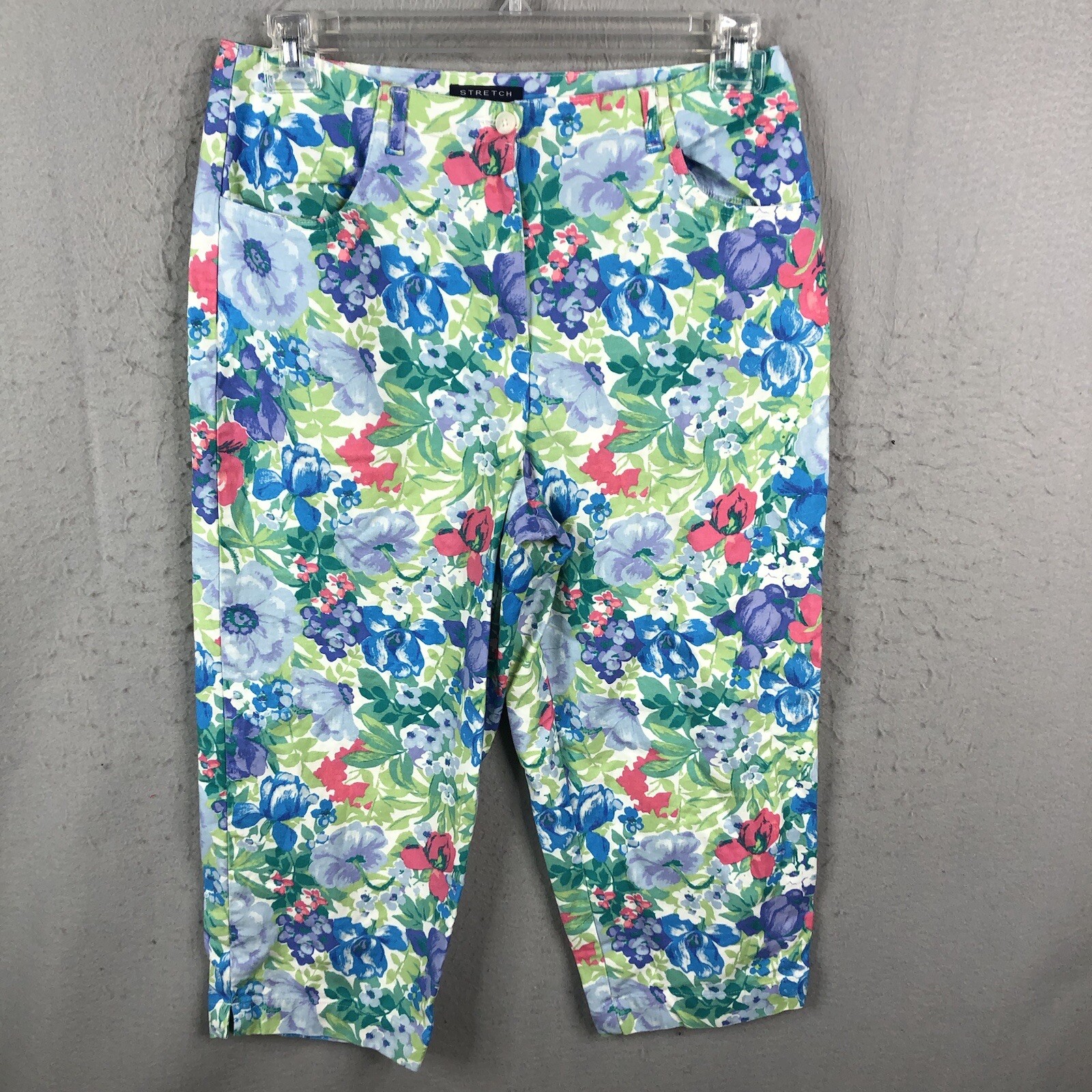 Crazy Horse Pants Womens 12 Bright Floral Crop Stretc… Gem