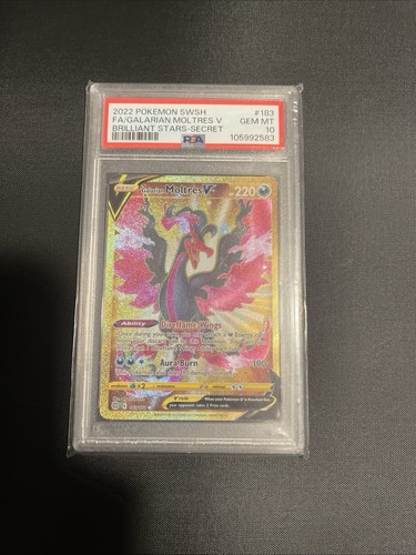 2022 POKEMON SWORD & SHIELD BRILLIANT STARS FULL ART/GALARIAN MOLTRES V PSA 10
