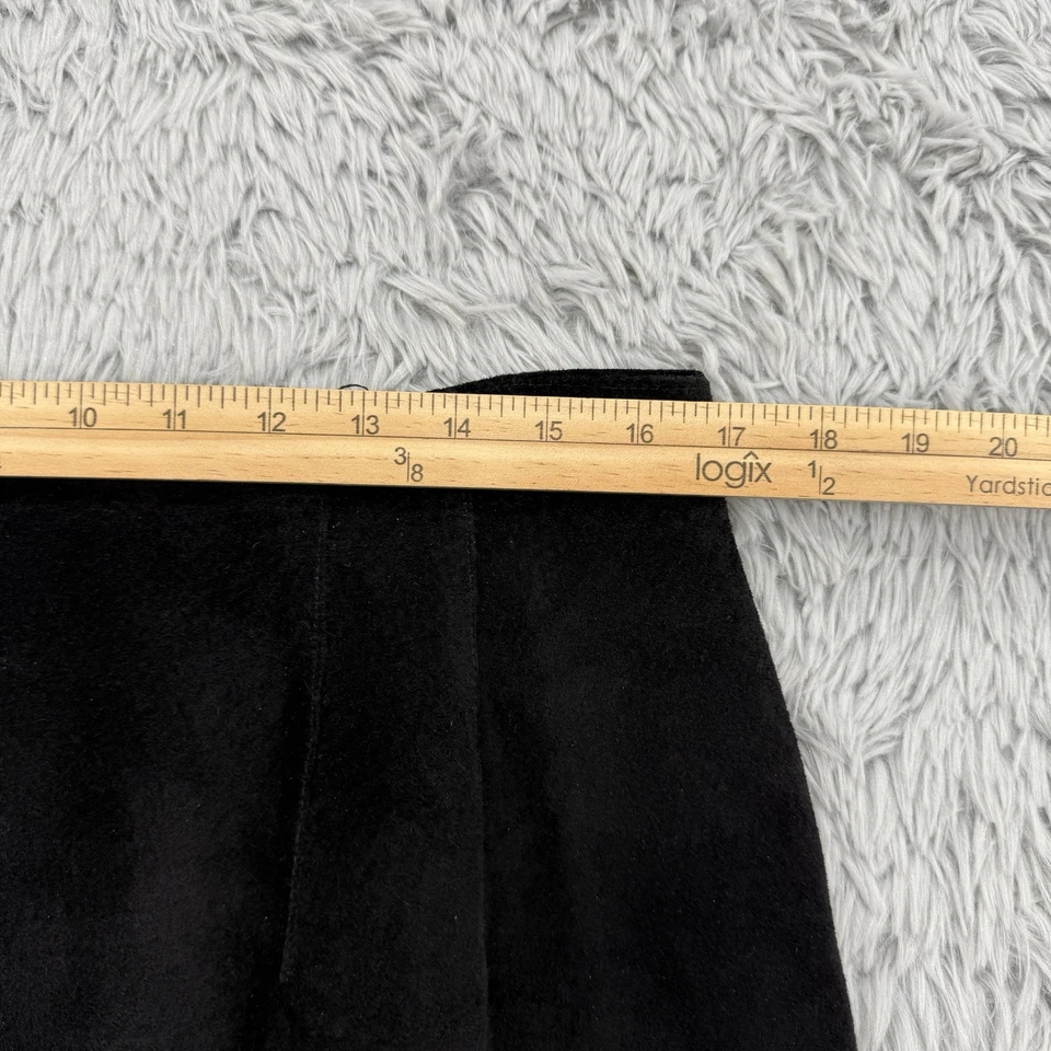 Falda de cuero para mujer Lord Taylor 16 negra de colección gamuza Western Country cápsula Foto 3 de 4