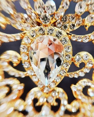 Homecoming Prom Headpiece, Quinceanera Crown, Gold Crystal Crown, Tiara Comb Homecoming Prom Headpiece, Quinceanera Crown, Gold Crystal  main image 4