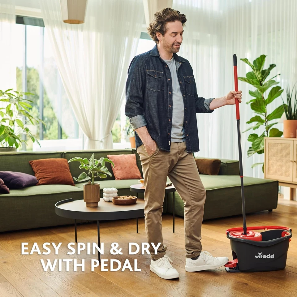 Turbo Sistema Lavapavimenti Rotante Con Secchio E Pedale, Manico Telescopico, La - Immagine 3 di 4