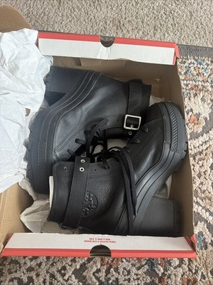 SIZE 10.5 WOMENS - Converse Chuck 70 De Luxe Heel Leather High 'Black' A12208C