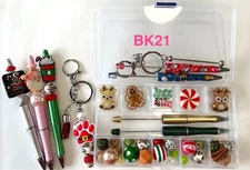 BK21 CHRISTMAS Gnomes DIY Beadable Pens(4) & Key Chain (1) KIT