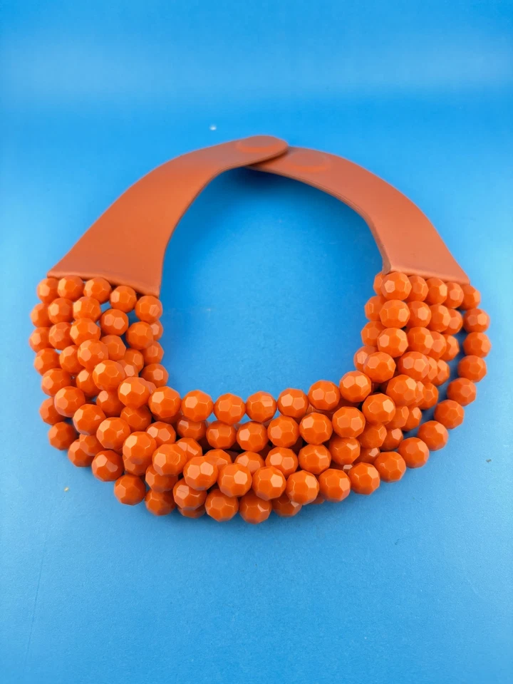 FAIRCHILD BALDWIN BELLA 多股橙色珠皮革项链-磁性 — 第 2/4 张图片