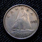 1953 SF ten cents CANADA silver dime QE II in VG+