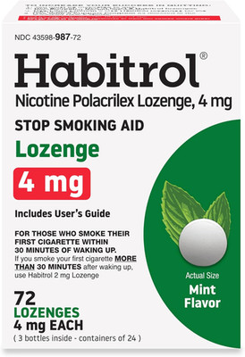 Habitrol Nicotine Lozenges 4 mg Mint Flavor - 72 Count   Stop Smoking Aid  