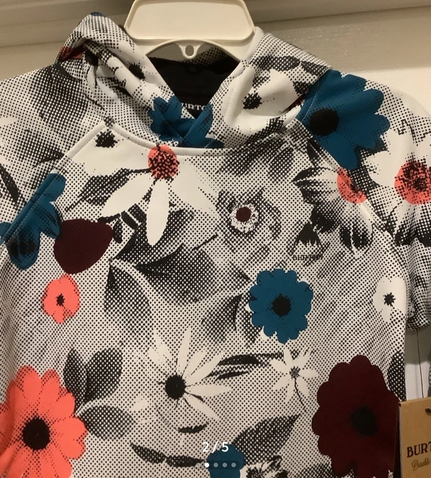 Burton Crown Pullover Impermeable Polar Sudadera con Capucha Snowboard Niñas Mediano Floral Foto 2 de 4
