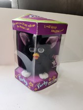 TIGER Vintage 1st Gen 1998 Furby Witch's Cat Black w/ BLUE Eyes In Box