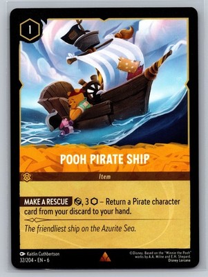 Disney Lorcana Azurite Sea 32/204 Pooh Pirate Ship Item Card