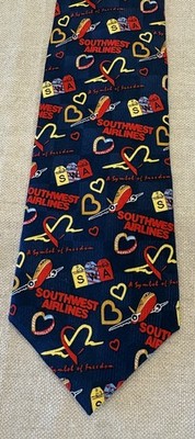 Uniforms to You Southwest Airlines Tie 100% Silk 4x56'' Ariplane SWA Colorful