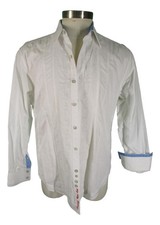 Robert Graham Mens Ivory Cotton Flip Cuff Shirt L