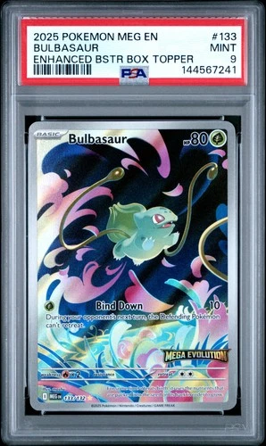 2025 POKEMON MEG EN-MEGA EVOLUTION ENHANCED BOOSTER BOX TOPPER BULBASAUR PSA 9
