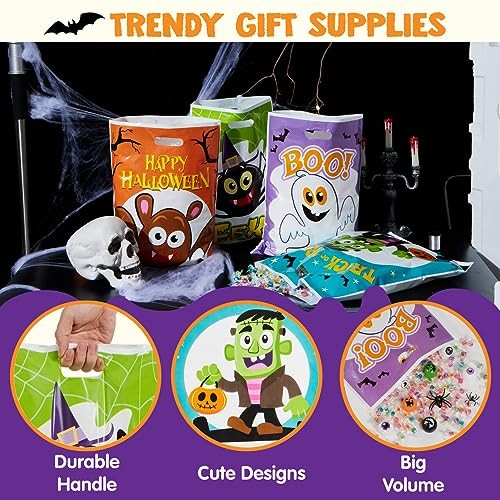 72 PCS Halloween Candy Bags for Trick or Treat, Plastic Goodie Gift Bag with - Picture 7 of 8