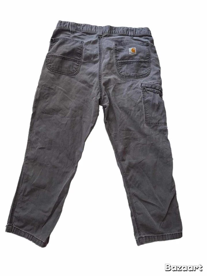 Carhartt Men's Gray Relaxed Fit Canvas Work Pants Rugged Flex 38x30 - Image 2 of 2