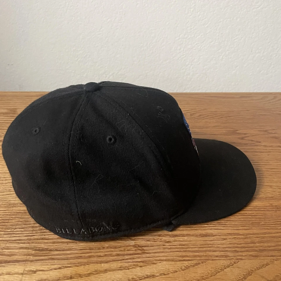 Billabong Hat Cap Fitted Mens 7 1/4-7 5/8 Black American Flag Patch Surf Flexfit - Image 4 of 4