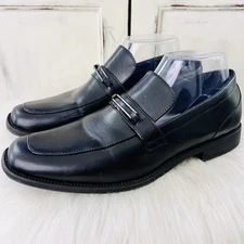 Perry Ellis Portfolio Russel Black Vegan Leather Buckled Slip on Oxfords Sz 6.5