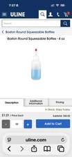 (50)  NEW ULINE S-26336 Boston Round Squeezable Bottles 4 oz Unopened Case