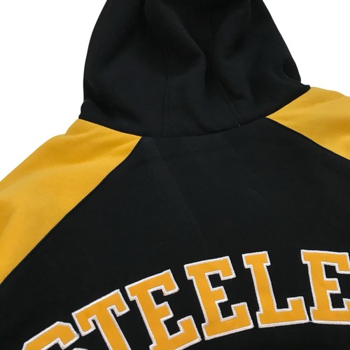 PITTSBURGH STEELERS FELPA CON CAPPUCCIO GIACCA 3XL XXXL BOMBER LETTERMAN VARSITY FULL ZIP Y2K - Foto 8 di 8