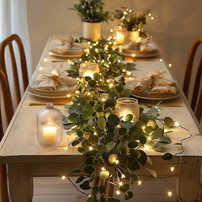 Artificial Berry Eucalyptus Garland String Indoor Outdoor Lights 2M 20LED Decor