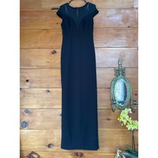 Lulus Truly Mysterious Black Sheer Mesh Cap Sleeve Maxi Dress Wedding Size M