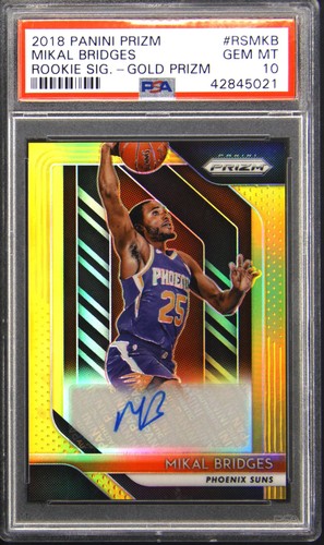 2018 PANINI PRIZM SIGNATURES GOLD PRIZM MIKAL BRIDGES ROOKIE RC /10 PSA 10 AUTO
