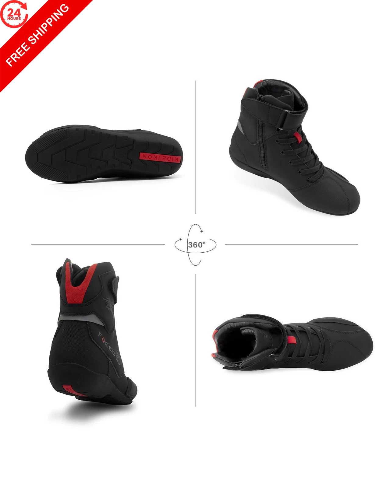 RIDEIRON Motorcycle Shoes for Men CE Certified (EN 13634) 11, Black image 6