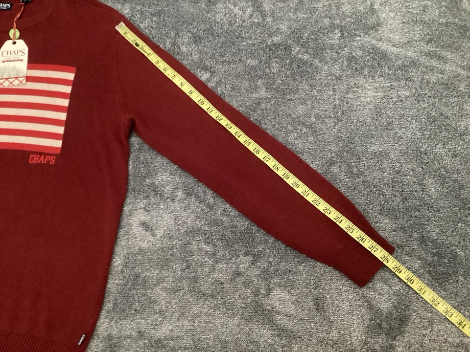 Chaps Sweater Mens Size L  Red US Flag Pullover Crew Neck Ralph Lauren - NEW - Image 3 of 4