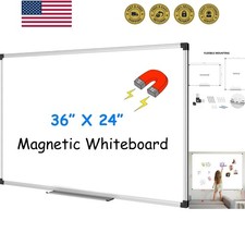 Magnetic Whiteboard 36 x 24 Inch, Hanging Dry Erase Board with Aluminium Fram...