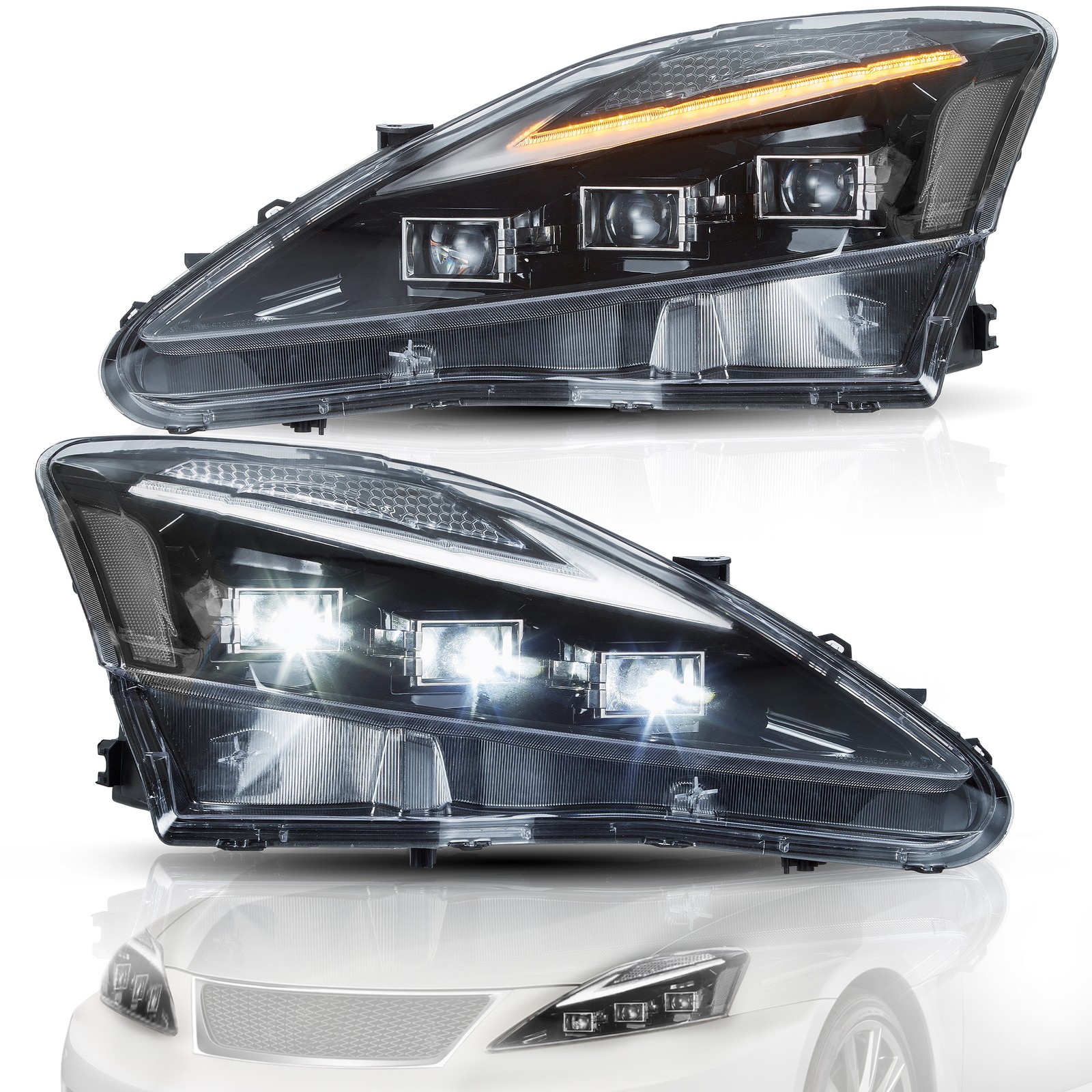 VLAND BULE DRL LED Headlights For 2006-2013 Lexus IS250 IS350 ISF W/Sequential