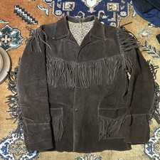 Vtg Vintage Jo-O-Kay 1960s Leather Jacket Brown Sz 46 Fringe Tassle Western
