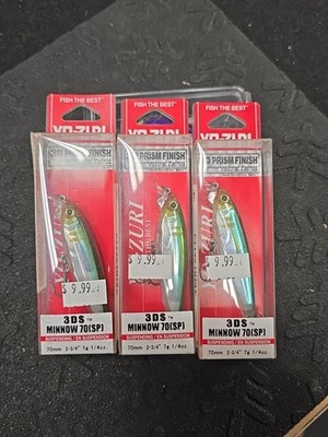 (3) Yo-Zuri 3DS Minnow 70 (SP) Jerkbait Fishing Lures Holographic Ayu Lot Of 3