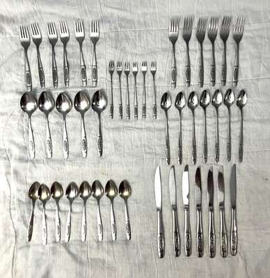 Oneida ROSE PENDANT Stainless Distinction Deluxe HH Flatware Lot Of 45 Pieces