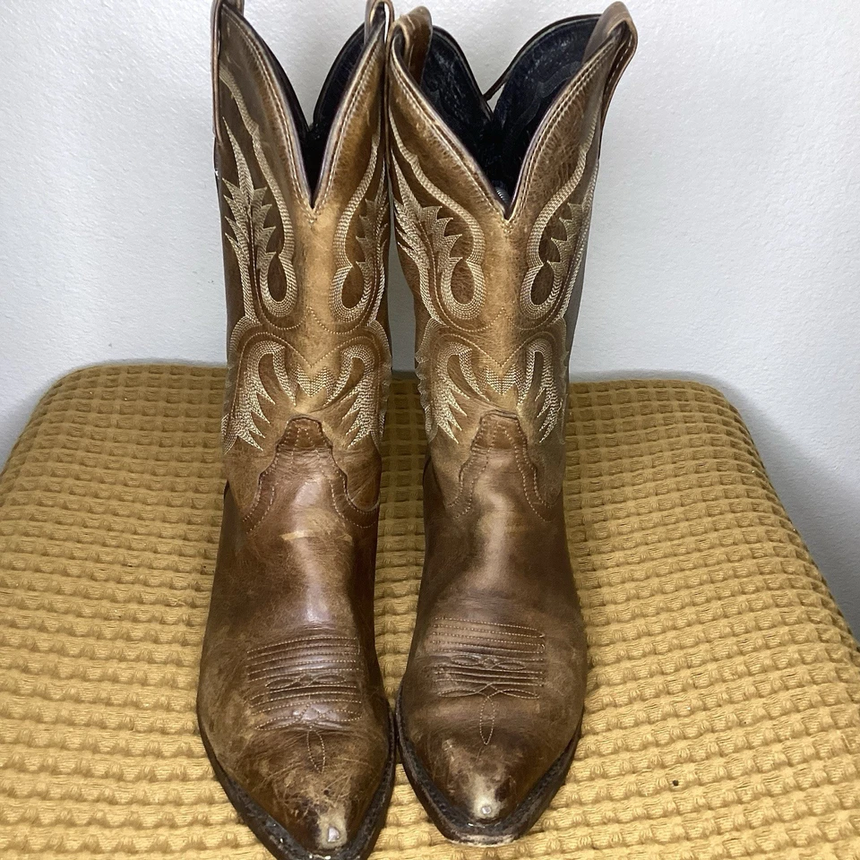 Tony Lama Brown Leather Mid Calf Boots Women’s Size 7 B Cowgirl Western - Image 3 of 4