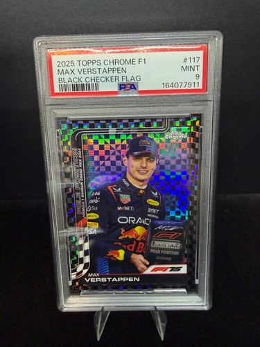 2025 Topps Chrome F1 Max Verstappen #117 Black Checker Flag /10 PSA 9