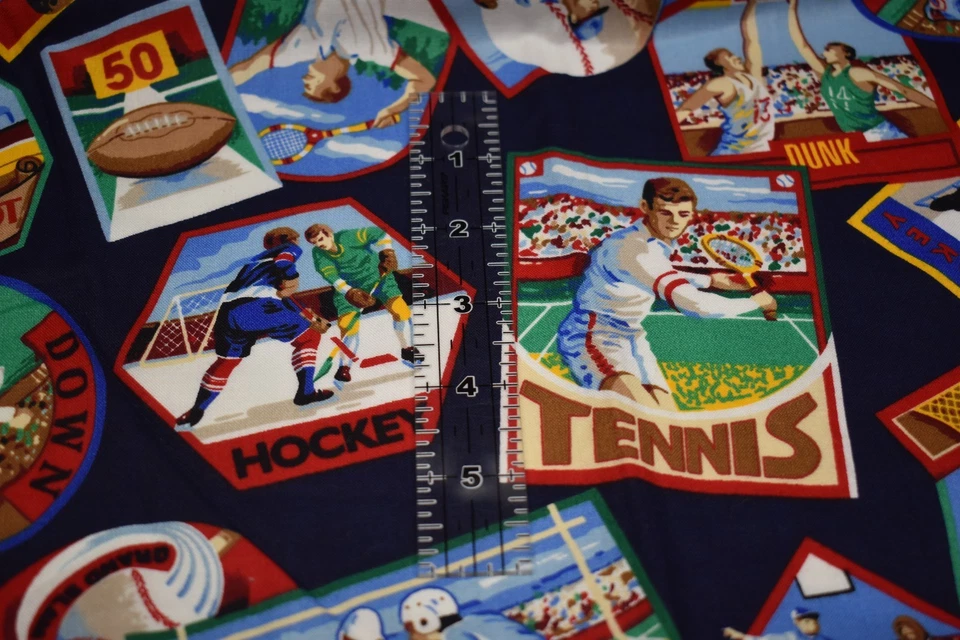 VIP cranston print works 3 YARDS COTTON FABRIC basketball SPORTS COLLAGE tennis - Image 4 of 4