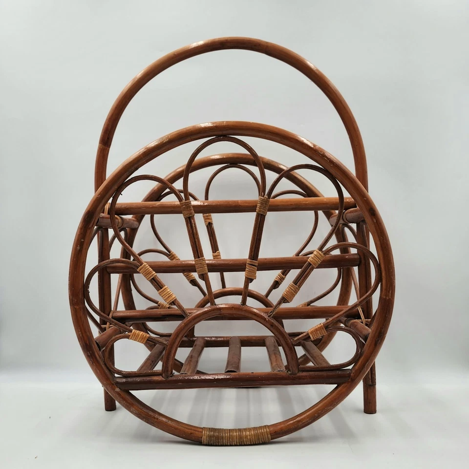 Revista de ratán vintage mediados de siglo boho mimbre bambú estilo decoración Foto 4 de 4