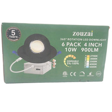 6-Pack 4" LED Gimbal Recessed Lights 5CCT Adjustable Eyeball 10W Dimmable Black