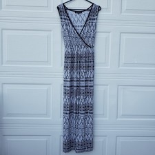 Mlle Gabrielle Ladies Black White Stretch Waist Maxi Dress Womens Size 3X