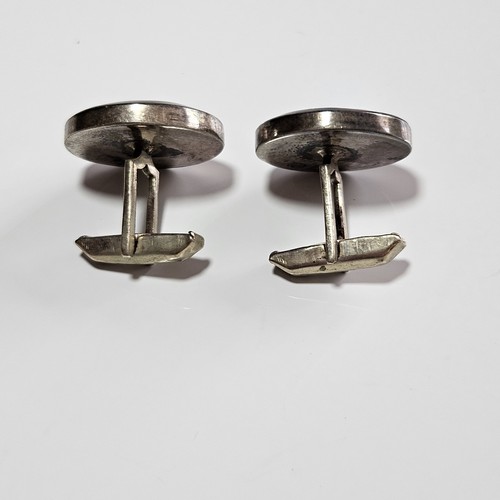 Mexico Alpaca Sterling Silver Colorful Abalone Cufflinks - Picture 8 of 10