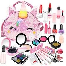 26 Pcs Kids Makeup Kit for Girl, Washable Real Make Up Play Set with Unicorn